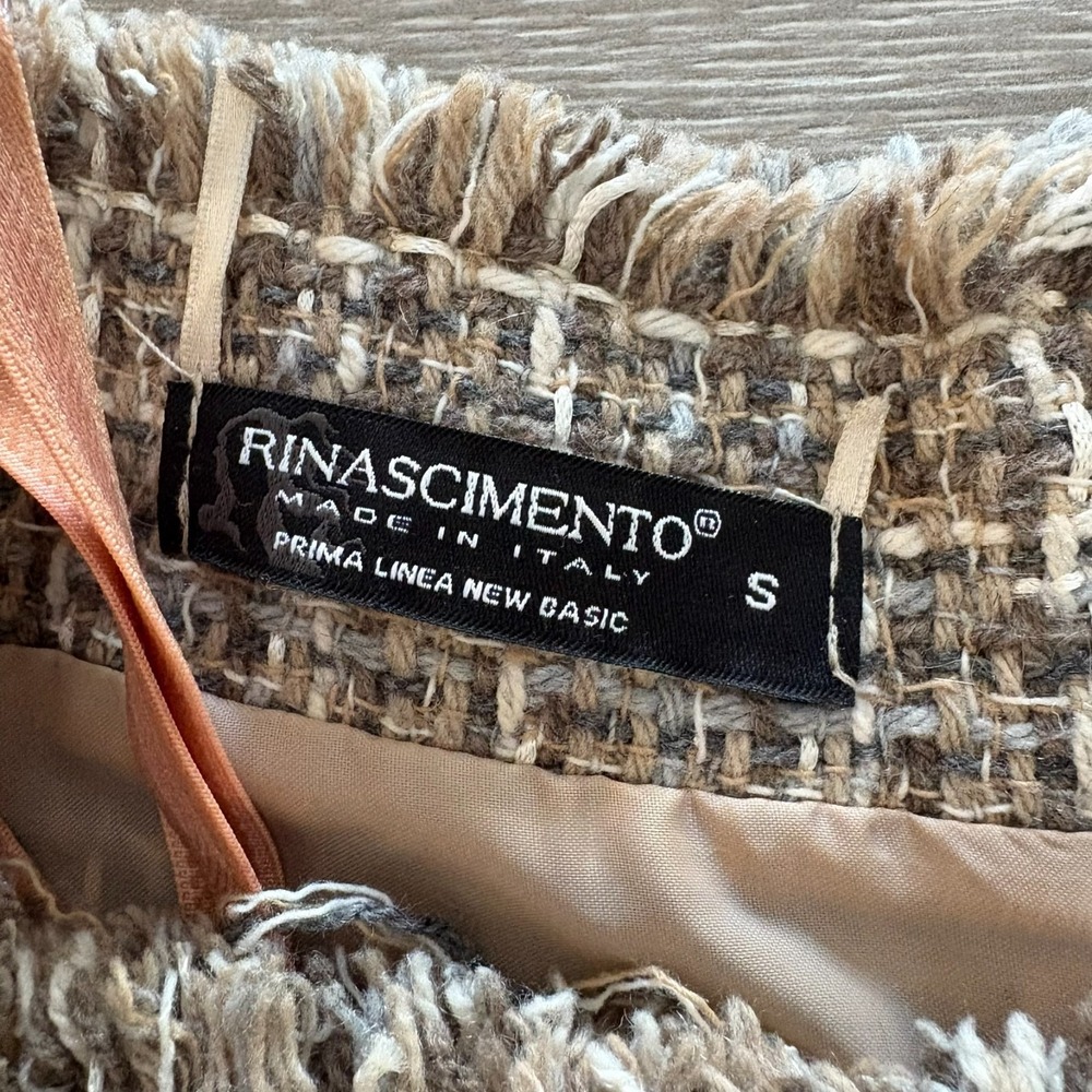 Rinascimento Womens Beige Plaid Made In Italy 2 Piece Tweed Dress & Jacket Set S - Picture 11 of 16
